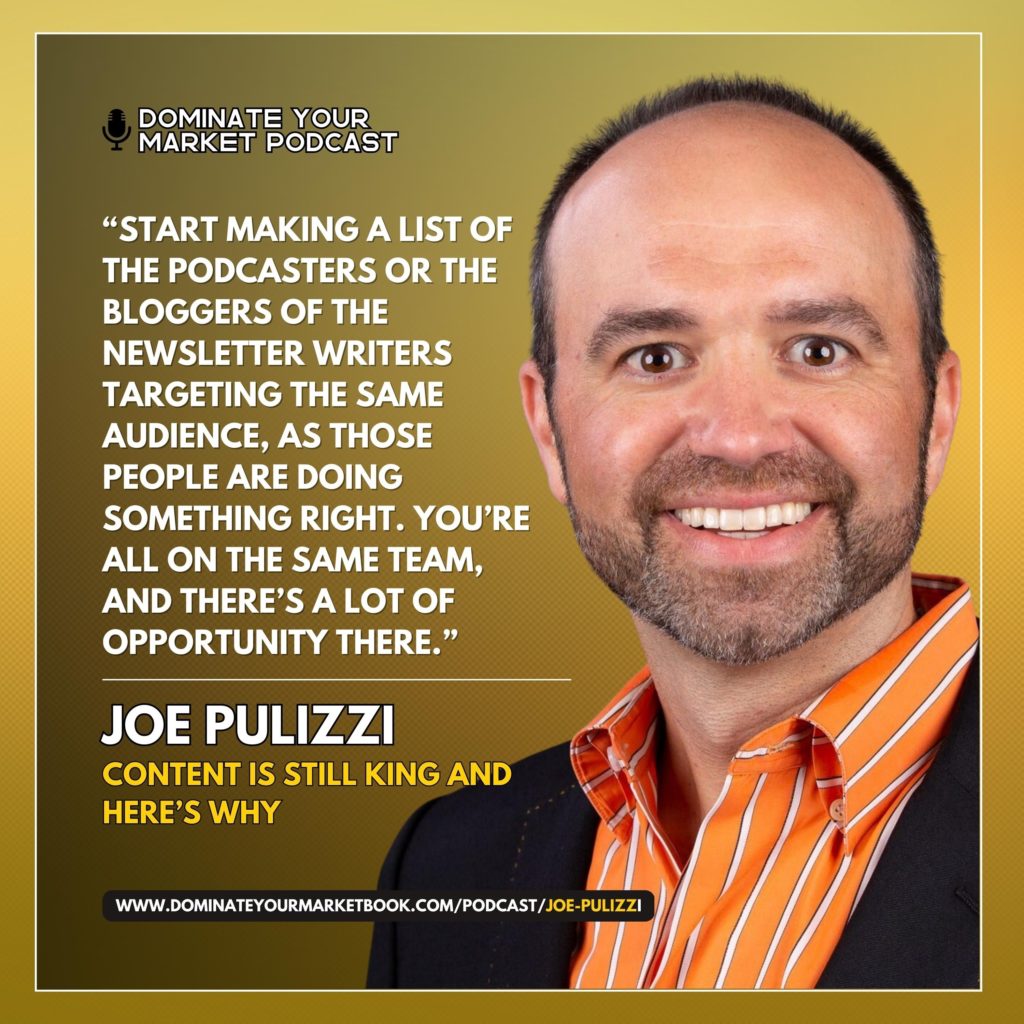 Joe Pulizzi quote card about finding creators who reach the same audience.