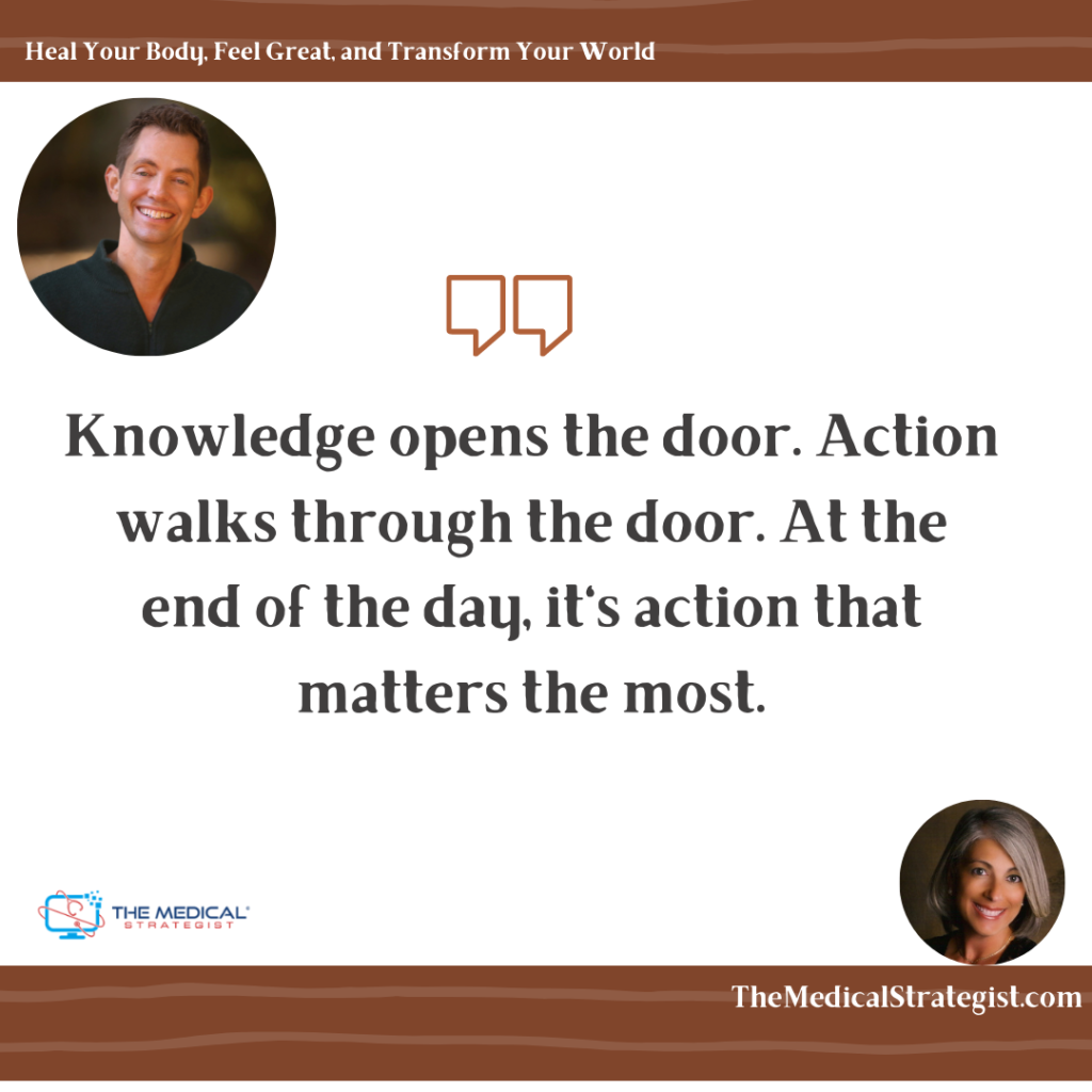 Podcast quote card about turning knowledge into action.
